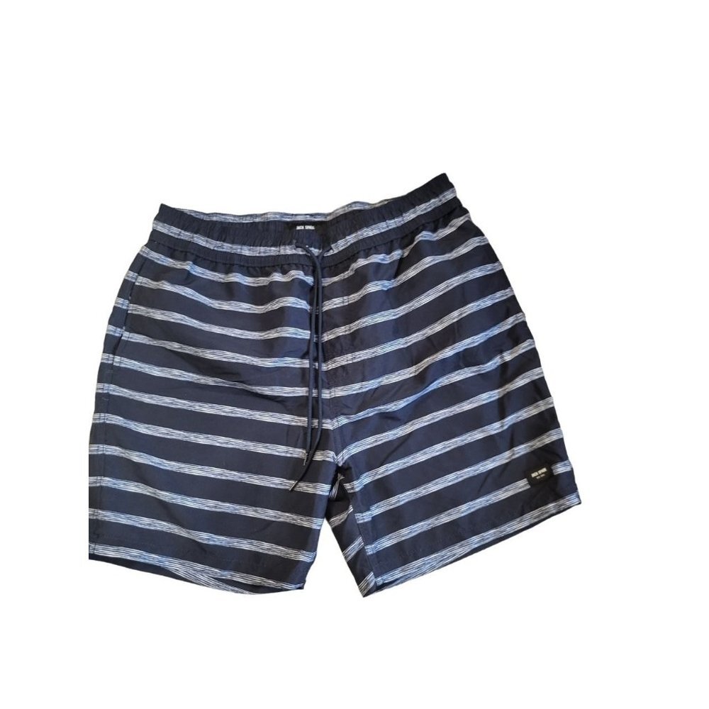 Jack Spade New York Black Striped 6" Inseam Swim Trunks, L